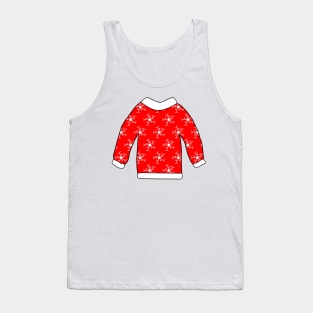 Red Ugly Xmas Sweater With Snowflakes Tank Top